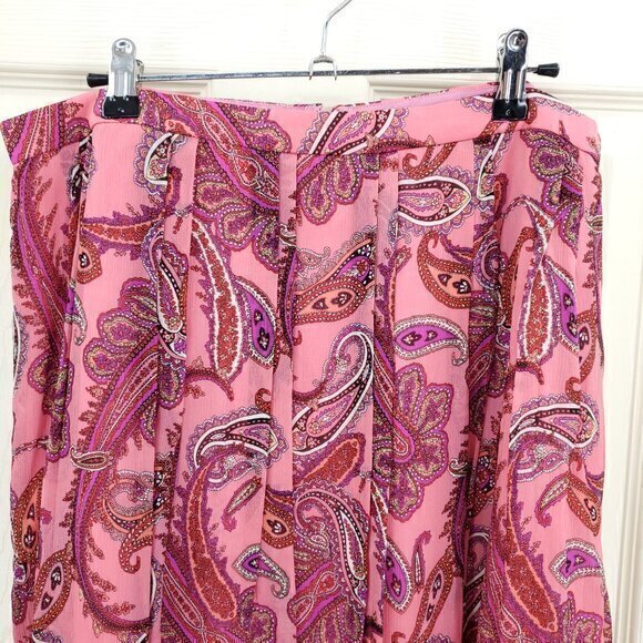 J. Crew Silk Double Pleated Paisley Skirt 12 Pink/Purple - Picture 5 of 13